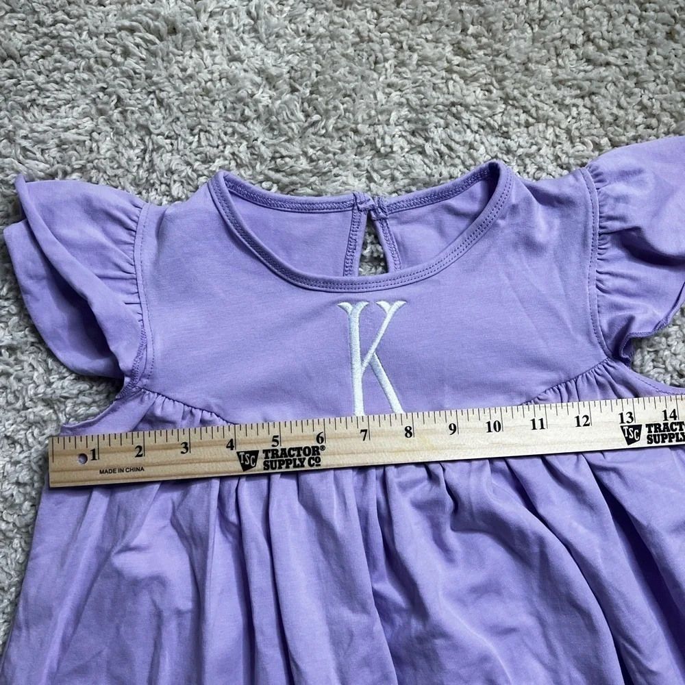 GIRLS LAVENDER DRESS WITH MONOGRAM INITIAL K PREOWNED